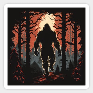 Bigfoot Sasquatch Hiking in the Woods Magnet